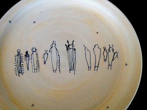 Farm to Tableware by Margueritaworks with Harvest Scene Petroglyph (Canyonlands National Park) - planting & watering seeds